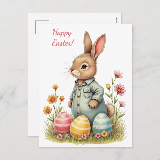 Paaskaart in zachte pastelkleuren feestdagenkaart (Voorkant / Achterkant)
