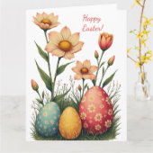 Paaskaart in zachte pastelkleuren kaart (Gele Bloem)