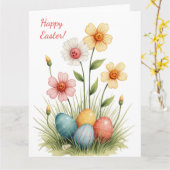 Paaskaart in zachte pastelkleuren kaart (Gele Bloem)