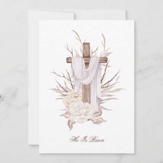 Paaskaart kruist hij bedankkaart (Voorkant)