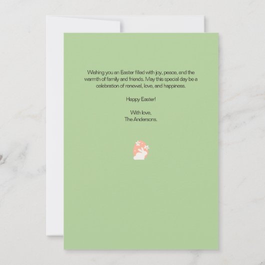 Paaskaart met Bloemen Lijst – Groen Feestdagenkaart (Achterkant)