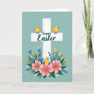 Paaskaart met bloemen scène kaart