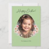 Paaskaart met Bloemenei Lijst – Groen Feestdagenkaart (Voorkant)