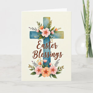 Paaskaart met bloemenkruis kaart
