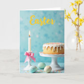Paaskaart met cake en kaars kaart (Gele Bloem)