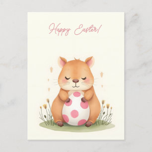 Paaskaart met capibara in pastelkleuren feestdagenkaart