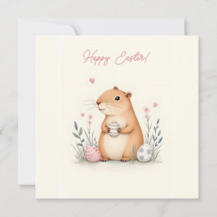 Paaskaart met capibara in pastelkleuren kaart