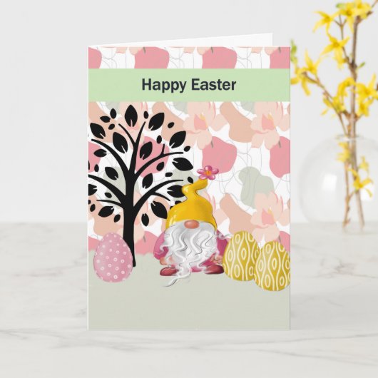 PaasKaart met Cute Gnome Kaart (Gele Bloem)