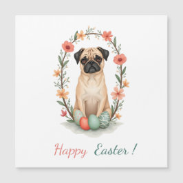 Paaskaart met een afbeelding van een mopshond