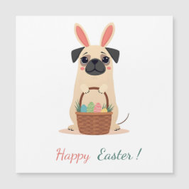 Paaskaart met een afbeelding van een mopshond