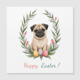 Paaskaart met een afbeelding van een mopshond