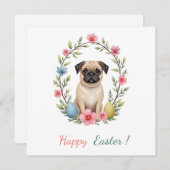 Paaskaart met een afbeelding van een mopshond feestdagenkaart (Voorkant / Achterkant)