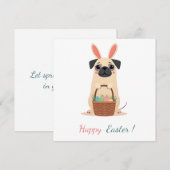 Paaskaart met een afbeelding van een mopshond feestdagenkaart (Voorkant / Achterkant)