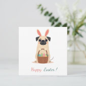 Paaskaart met een afbeelding van een mopshond feestdagenkaart (Staand voorkant)