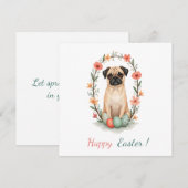 Paaskaart met een afbeelding van een mopshond feestdagenkaart (Voorkant / Achterkant)