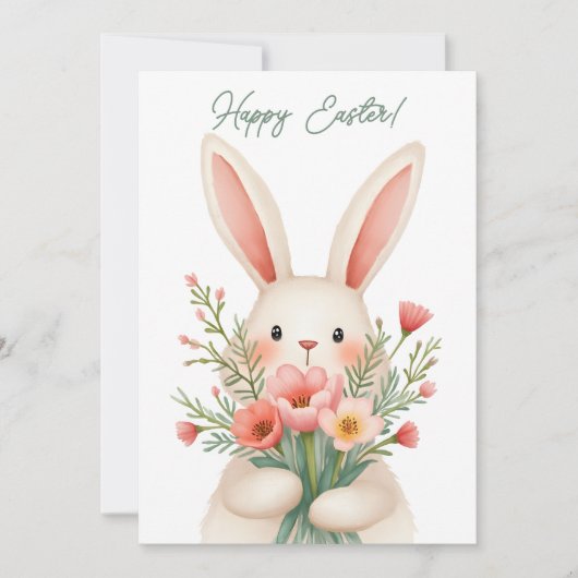 Paaskaart met een konijntje in pastelkleuren feestdagenkaart (Voorkant)