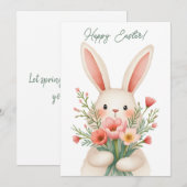 Paaskaart met een konijntje in pastelkleuren feestdagenkaart (Voorkant / Achterkant)