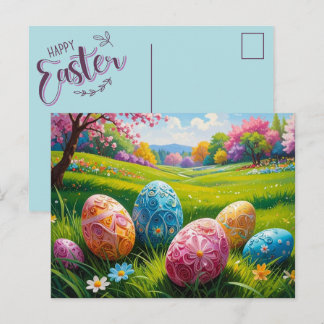 Paaskaart met eierkunst briefkaart