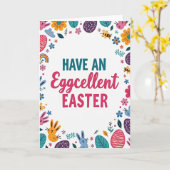Paaskaart met eierpatroon kaart (Gele Bloem)