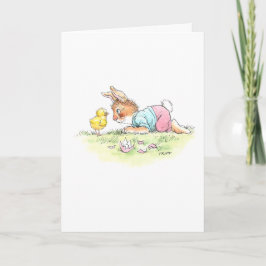 Paaskaart met paashaas en kuiken kaart