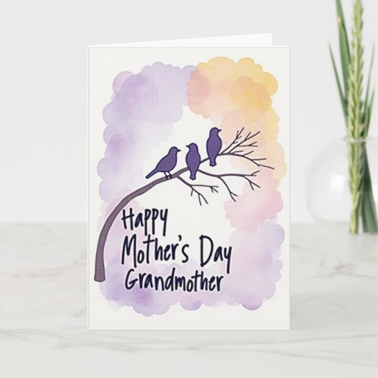 Paaskaart Moedersdag Violet Birds Kaart (Voorkant)