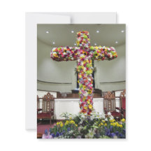 Paaskaart Mooie kruis bedekt met bloemen