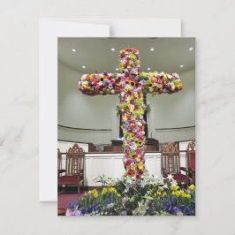 Paaskaart Mooie kruis bedekt met bloemen Bedankkaart