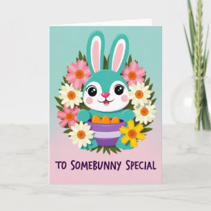 Paaskaart van Bunny en Bloemen Kaart