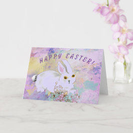 Paaskaart voor Cute Bunny & Spring Flowers Kaart