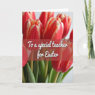 Paaskaart voor leraren met bloemen kaart