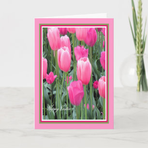 PaasKaart voor Zuster Hot Pink Tulips Feestdagen Kaart