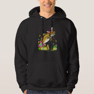 Paaskabeljauwvis Bunny Egg Hunting Cod Easter Sund Hoodie