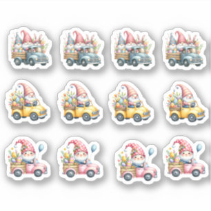 Paaskabouters die vrachtwagens met goodies rijden sticker