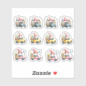 Paaskabouters die vrachtwagens met goodies rijden sticker (Vel)