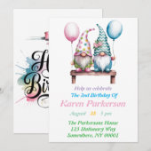 Paaskabouters in Waterverf verjaardagsfeest Kaart (Voorkant / Achterkant)