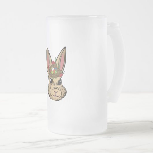 Paaskap met rasterpaaseieren matglas bierpul (Voorkant rechts)