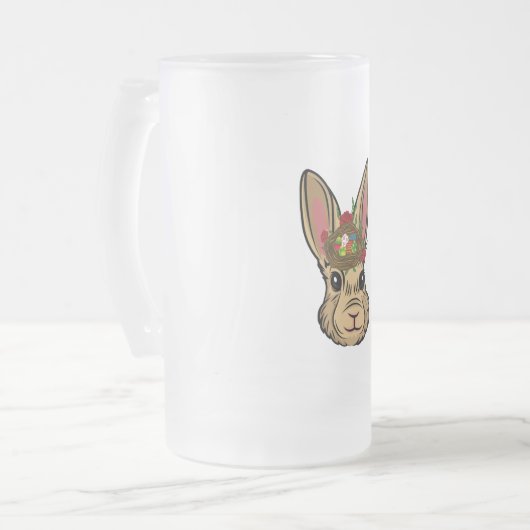 Paaskap met rasterpaaseieren matglas bierpul (Voorkant links)