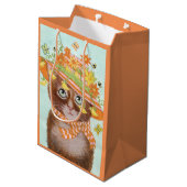 Paaskat in Pasen Bonnet met botervliegen Medium Cadeauzakje (Achterkant Gekanteld)