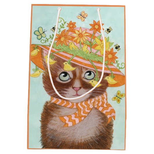 Paaskat in Pasen Bonnet met botervliegen Medium Cadeauzakje (Achterkant)