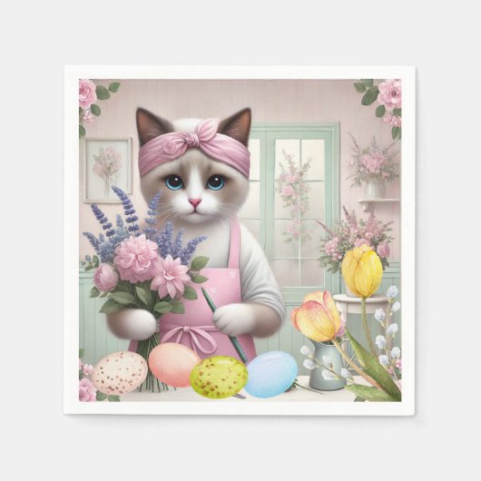 Paaskat met eieren servet (Voorkant)