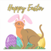 Paaskat, Sticker met konijnenoren & paaseieren (Voorkant)