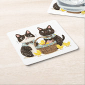 Paaskatten Paasmand Baby Chicks Kartonnen Onderzetters (Schuin)