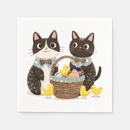 Paaskatten Paasmand Baby Chicks Servet (Voorkant)