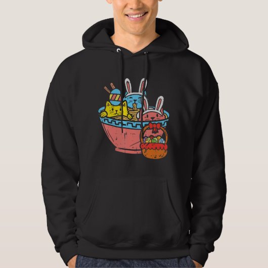 Paaskatten Ramen Bunny Ears Egg Kawaii Japan Hoodie (Voorkant)