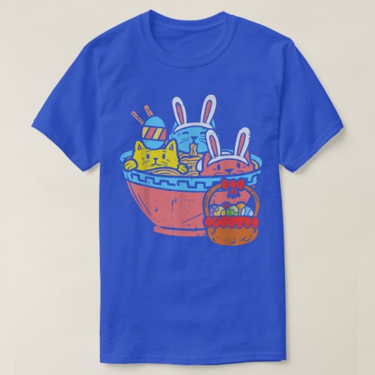 Paaskatten Ramen Bunny Ears Egg Kawaii Japan T-shirt (Design voorkant)