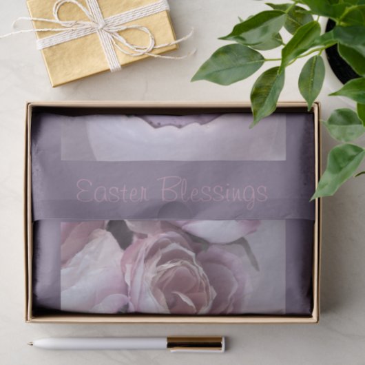 Paaskeramische mand met Rozen & bloemeneieren Tissuepapier (Geschenk)
