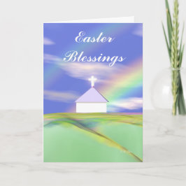 Paaskerk en regenboog feestdagen kaart