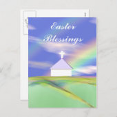 Paaskerk en regenboog feestdagenkaart (Voorkant / Achterkant)