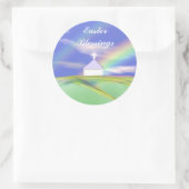 Paaskerk en regenboog ronde sticker (Tas)