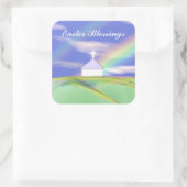 Paaskerk en regenboog vierkante sticker (Tas)